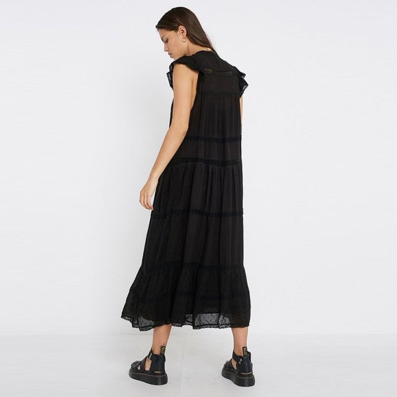 EUC Free People Black Sheer Midnight Midi Dress - Picture 10 of 10